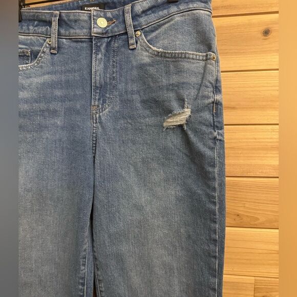 Express Size 4R Mid Rise 90’s Ankle Bootcut Distressed Raw Edge Hem Jeans - Picture 6 of 11
